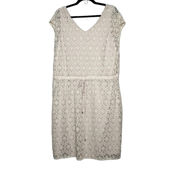 American Rag Lace Dress Beige Drawstring Waist Lined Plus Size 1X Boho Rodeo - Picture 1 of 12